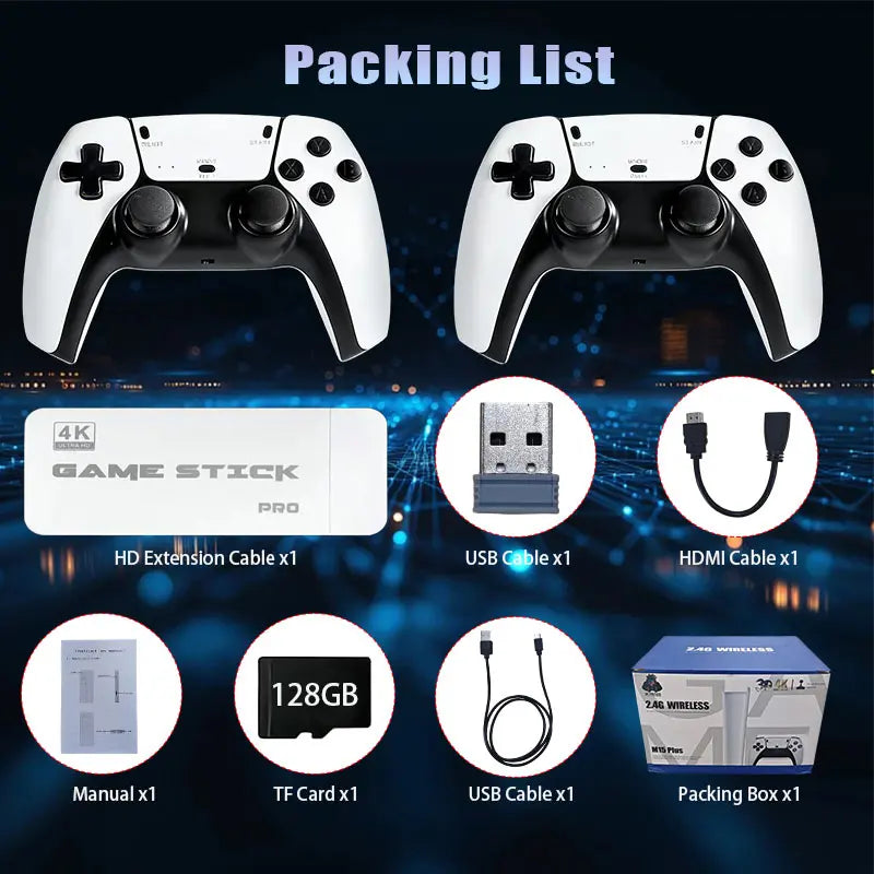 Unleash the Fun with the 4K Retro Gaming Console Pro - 128GB of Classic Games & 2 Wireless Controllers!