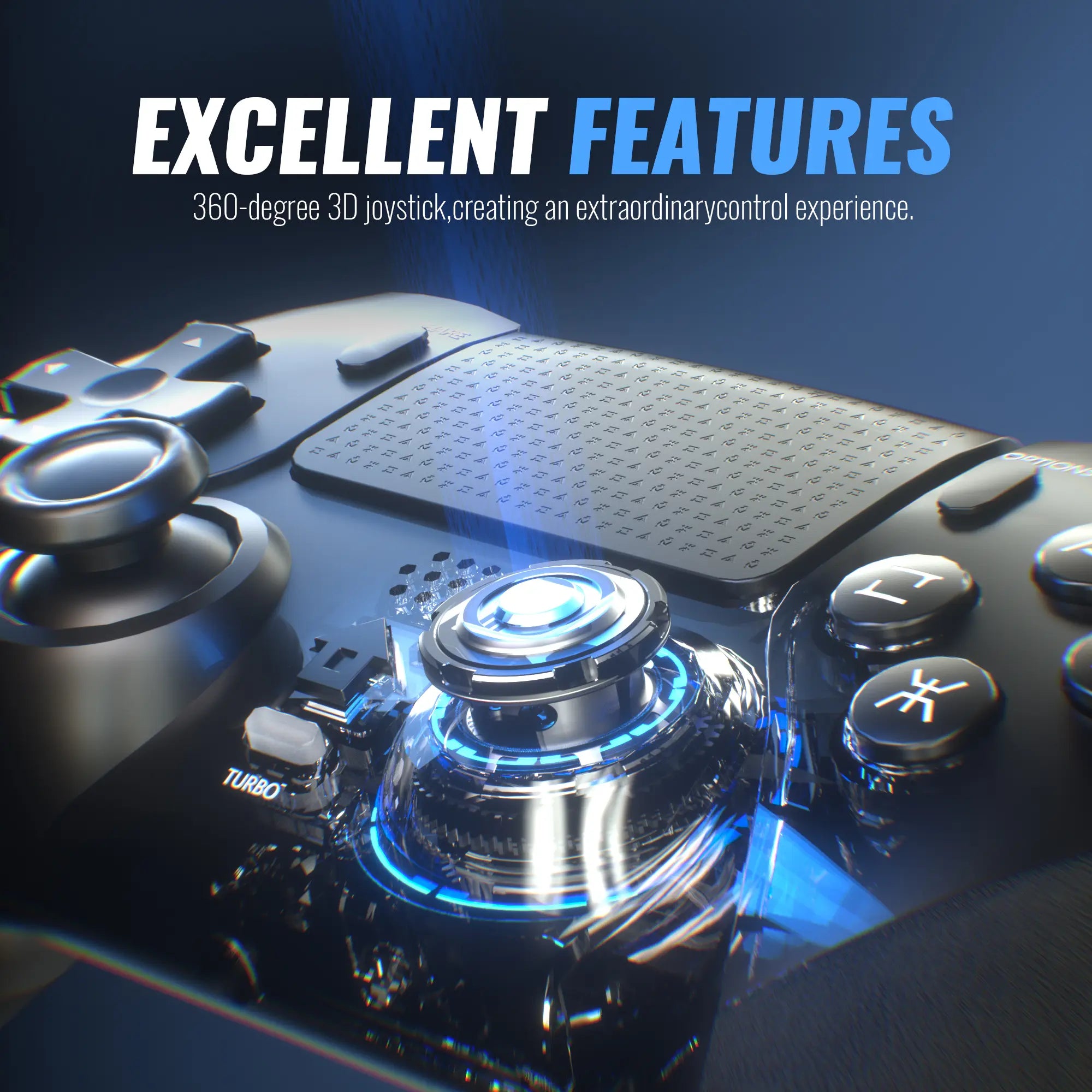 Wireless Precision Controller for PS5 and PC – Programmable Macro Back Buttons, 6-Axis Gyroscope, Dual Vibration, Turbo Function, Touchpad, Bluetooth 5.0, and 3.5mm Audio Jack with Microphone Support