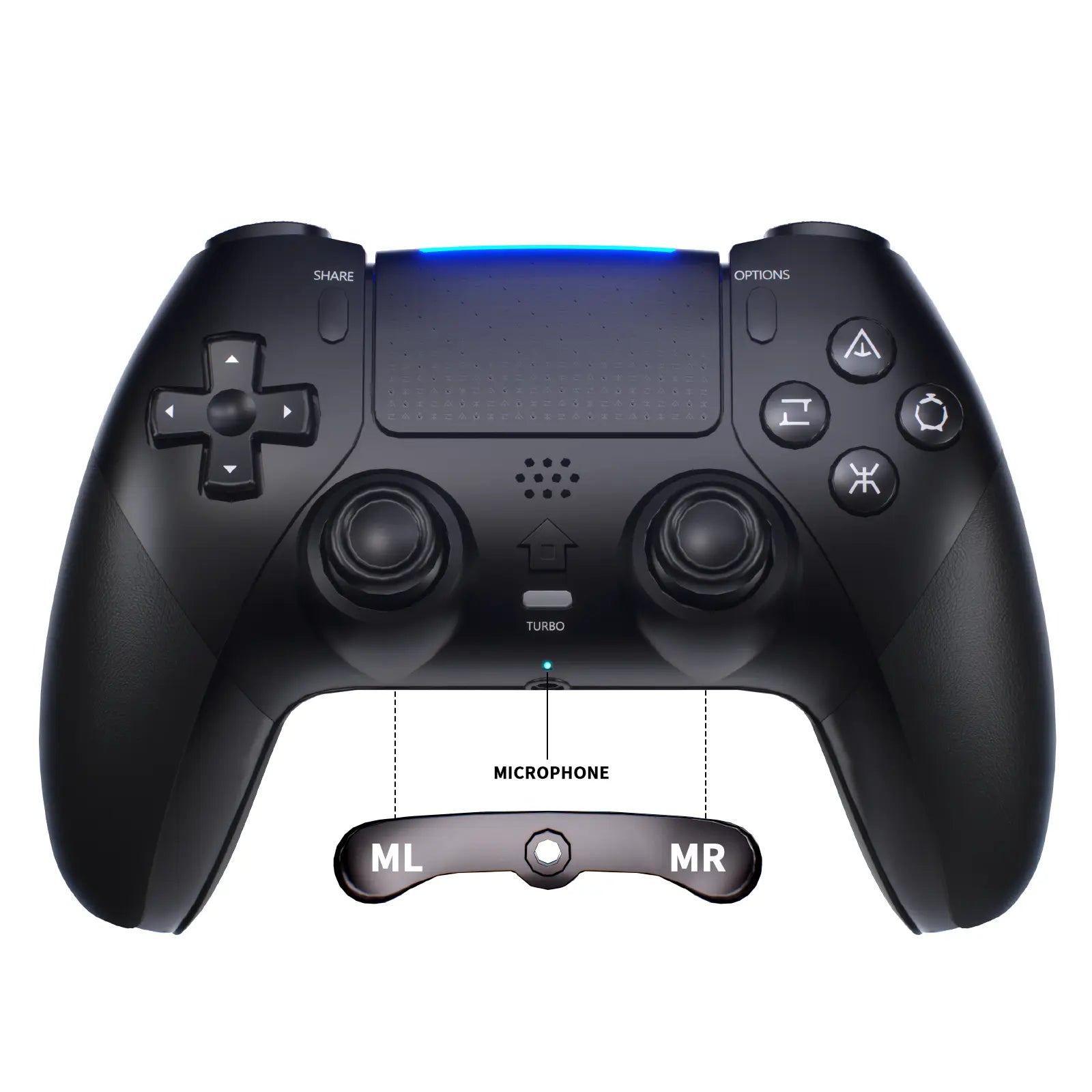 Wireless Precision Controller for PS5 and PC – Programmable Macro Back Buttons, 6-Axis Gyroscope, Dual Vibration, Turbo Function, Touchpad, Bluetooth 5.0, and 3.5mm Audio Jack with Microphone Support