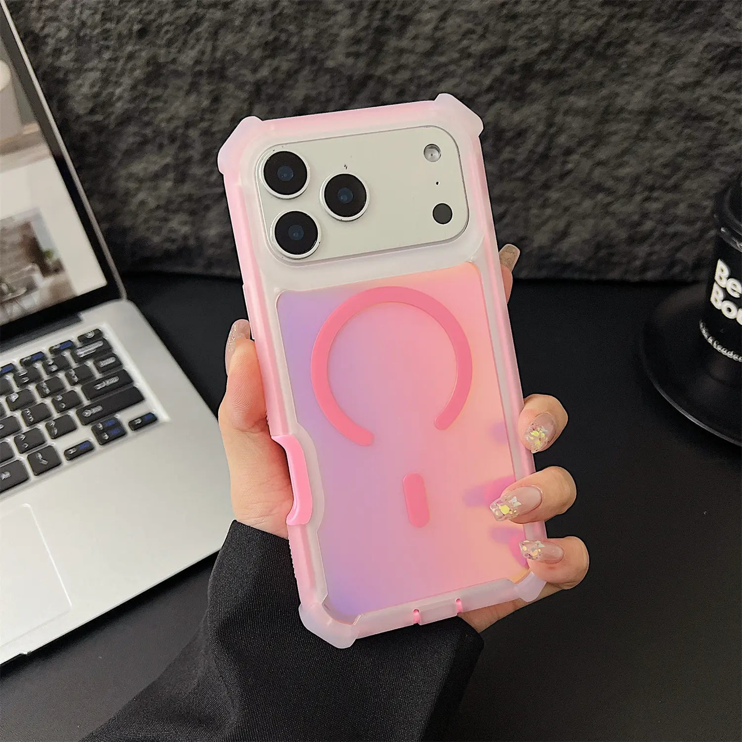 HOTSIAD Iridescent Laser Fluorescent Phone Case - MagSafe Compatible, Shockproof, Anti-Slip, and Scratch-Resistant Drop Protection for iPhone 17, 16 Pro Max, 15, 14, 13 Pro Max