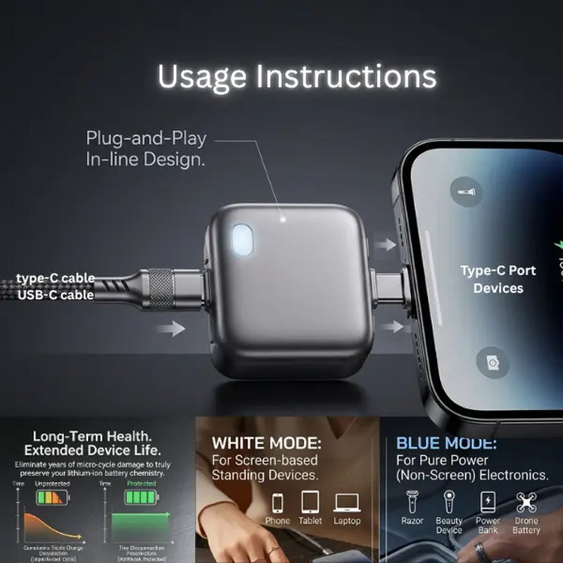 140W Physical Disconnect Battery Guard with Auto and Self Eject Charger, Smart Auto-Stop Charging Accessory for Mobile Devices, Anti-Overcharge Protection for Safe Overnight Charging, Universal Compatibility for Phones, Laptops, and Tablets, Ideal Mother’s Day Gift