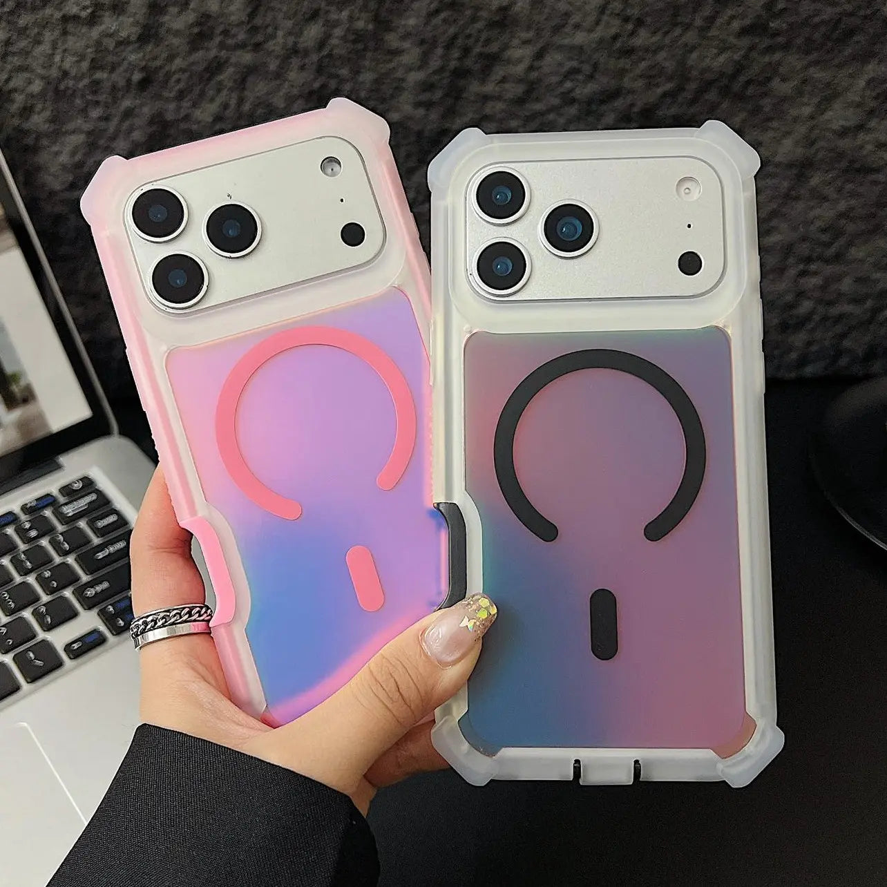 HOTSIAD Iridescent Laser Fluorescent Phone Case - MagSafe Compatible, Shockproof, Anti-Slip, and Scratch-Resistant Drop Protection for iPhone 17, 16 Pro Max, 15, 14, 13 Pro Max