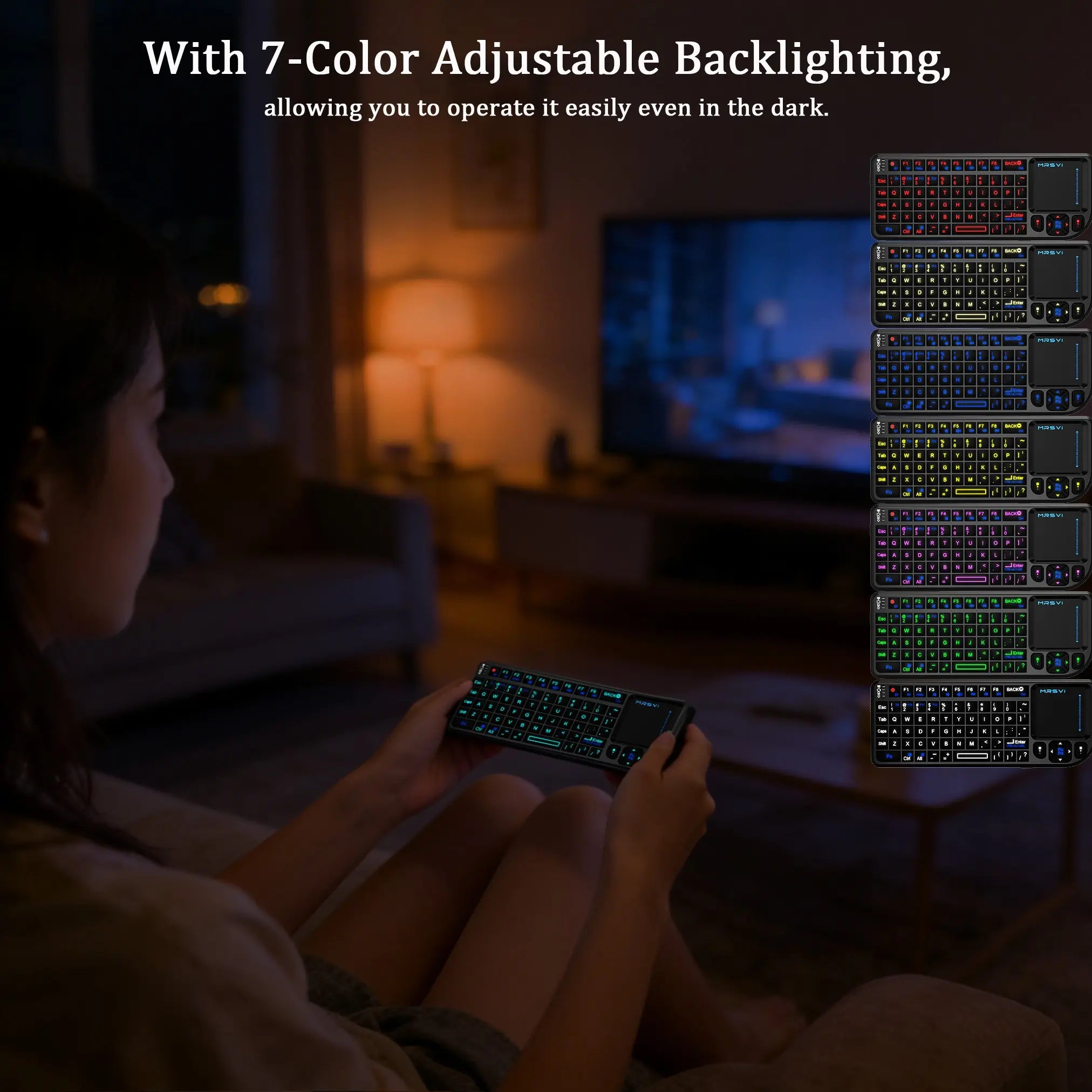 Elevate Your Home Entertainment with the Compact Wireless Bluetooth Keyboard Featuring Touchpad and RGB Backlighting