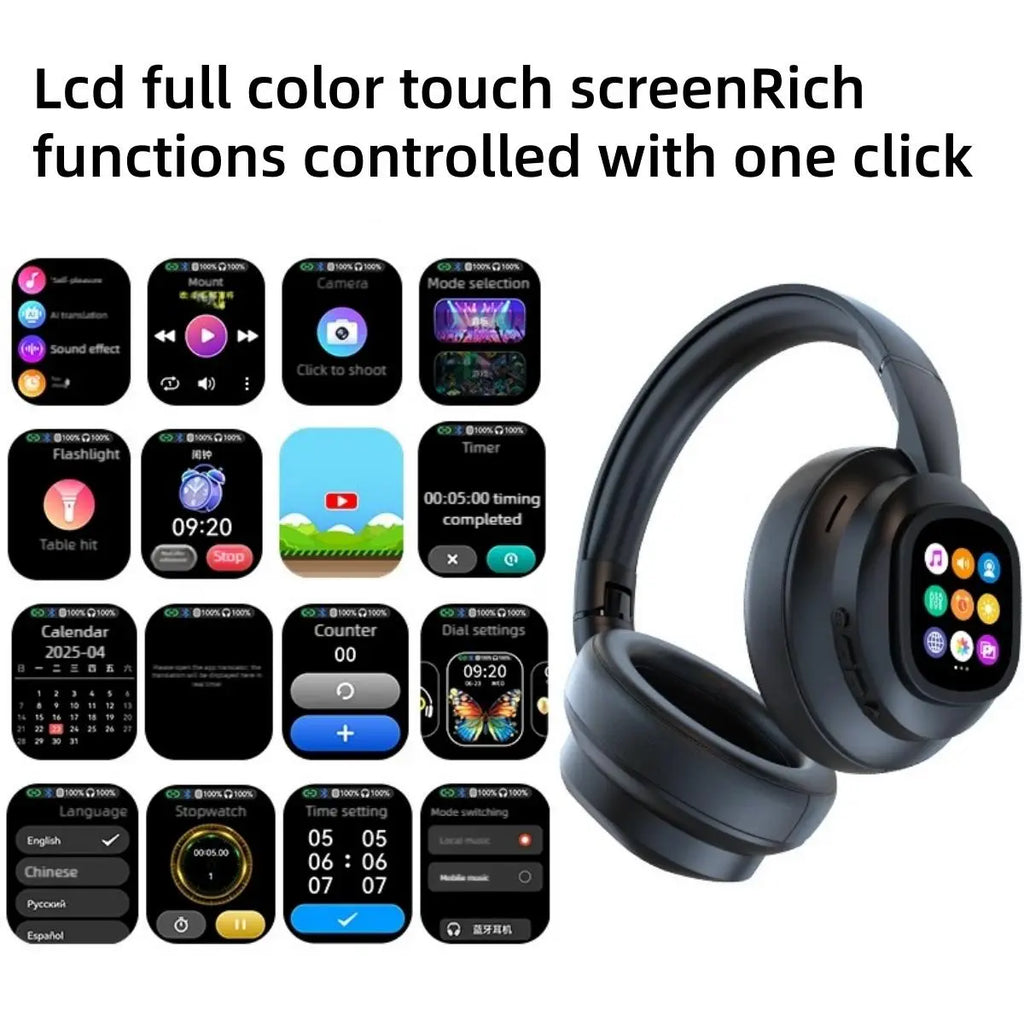 Unleash Your Sound: Wireless Bluetooth Over-Ear Headphones with 100-Hour Battery Life, Touchscreen Control, and Enhanced Bass