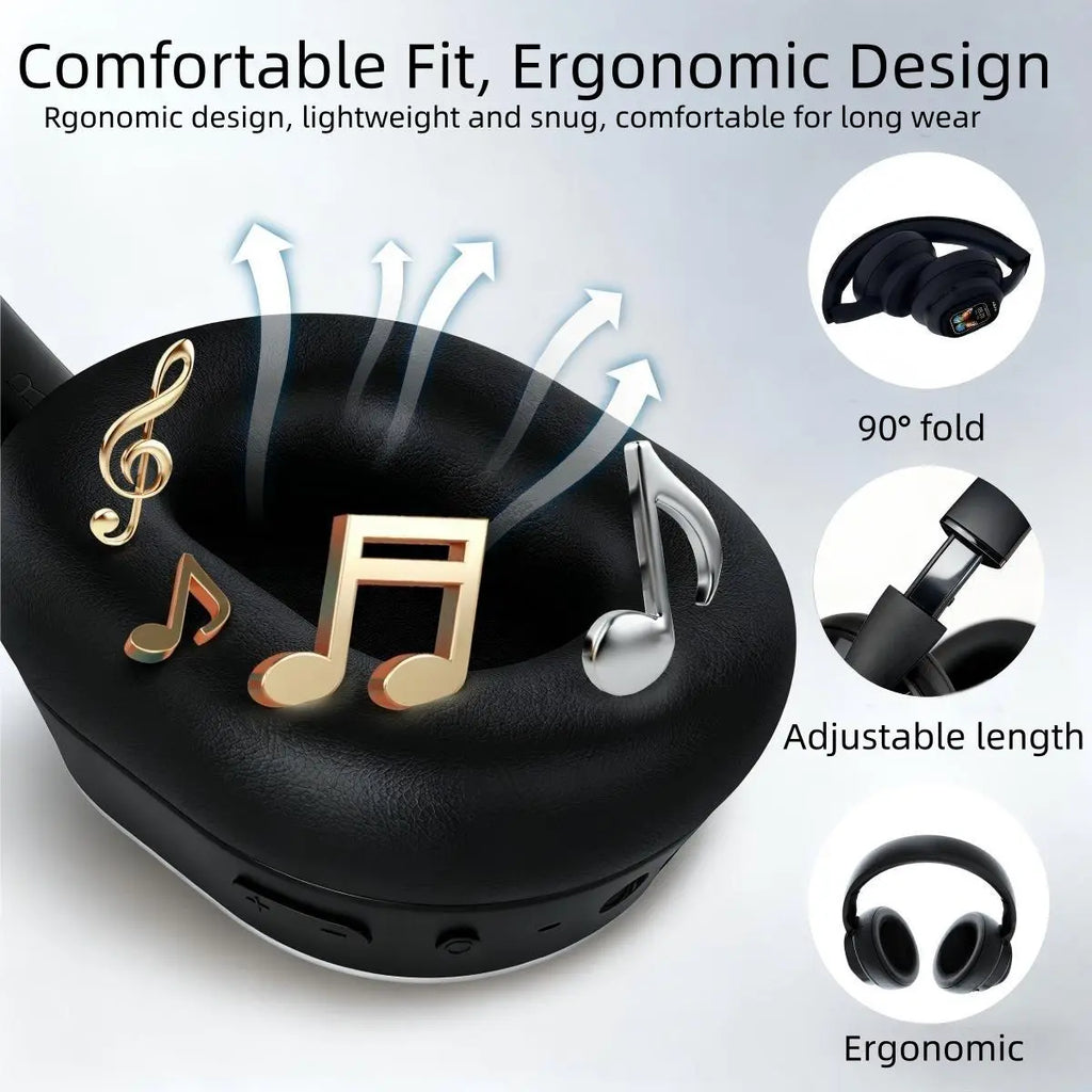 Unleash Your Sound: Wireless Bluetooth Over-Ear Headphones with 100-Hour Battery Life, Touchscreen Control, and Enhanced Bass