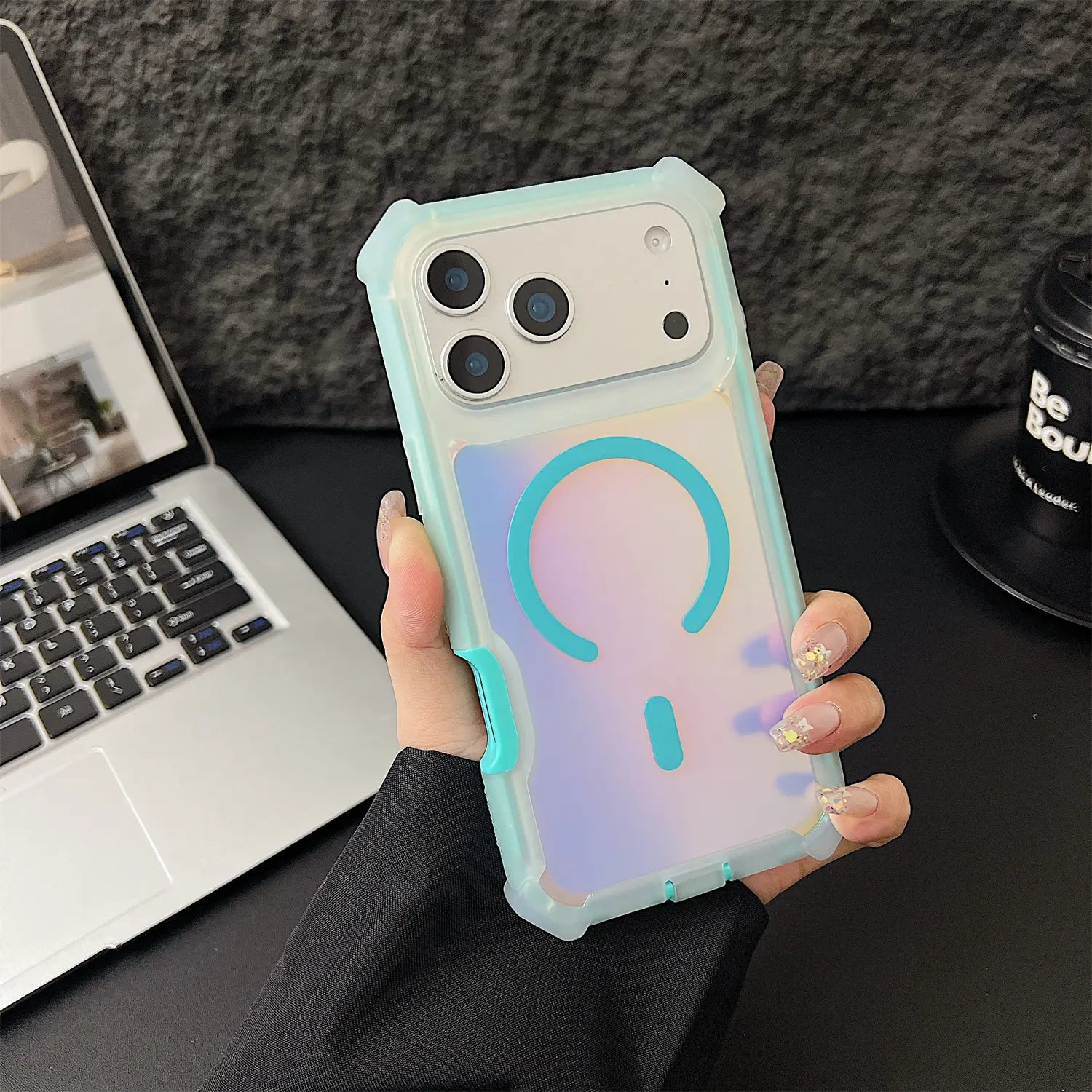 HOTSIAD Iridescent Laser Fluorescent Phone Case - MagSafe Compatible, Shockproof, Anti-Slip, and Scratch-Resistant Drop Protection for iPhone 17, 16 Pro Max, 15, 14, 13 Pro Max