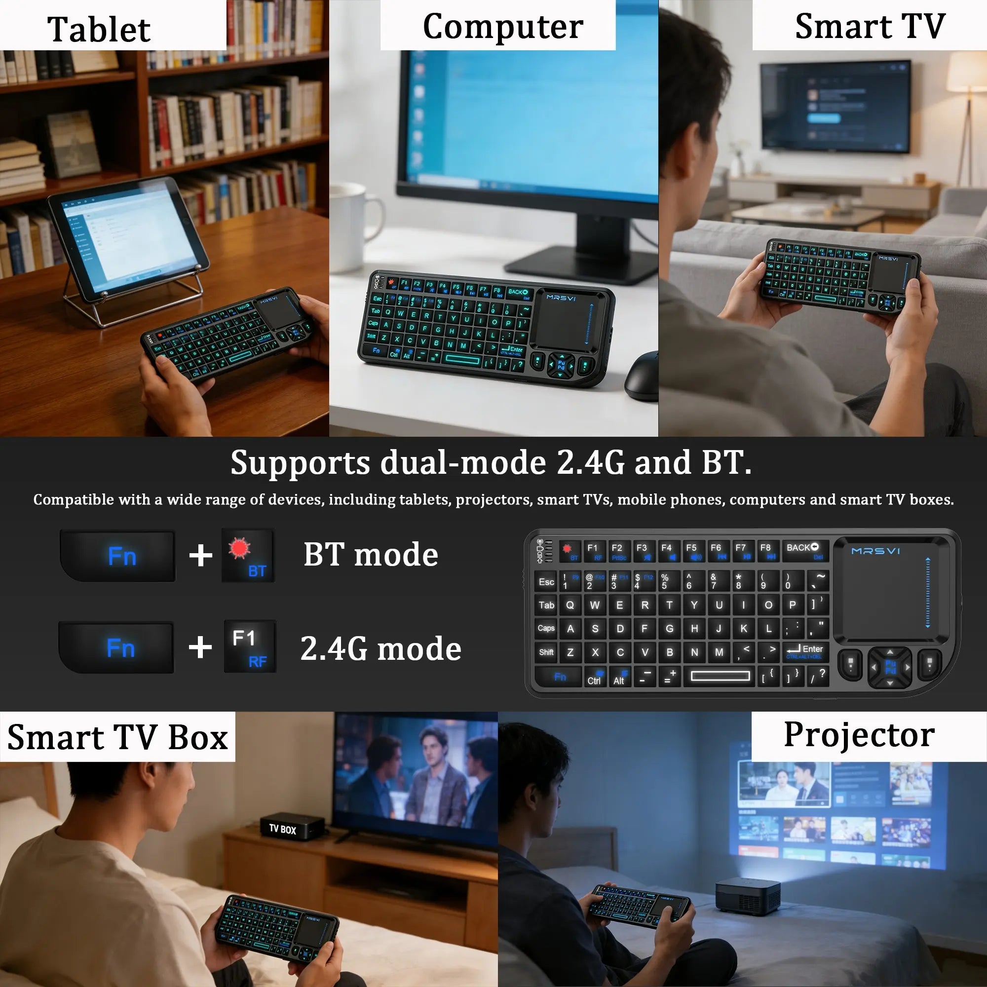 Elevate Your Home Entertainment with the Compact Wireless Bluetooth Keyboard Featuring Touchpad and RGB Backlighting