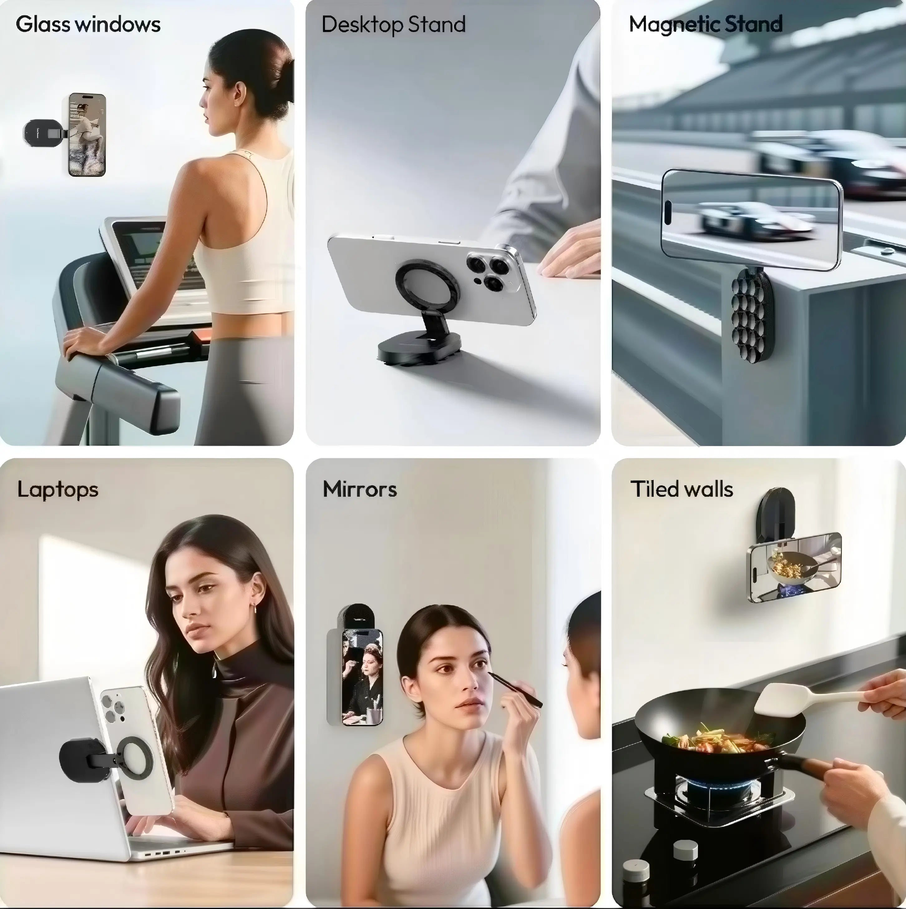 QY76 Magnetic Phone Mount with Suction Cup Desktop Stand for iPhone 17/16/15/14, Suitable for Wall and Glass Surfaces