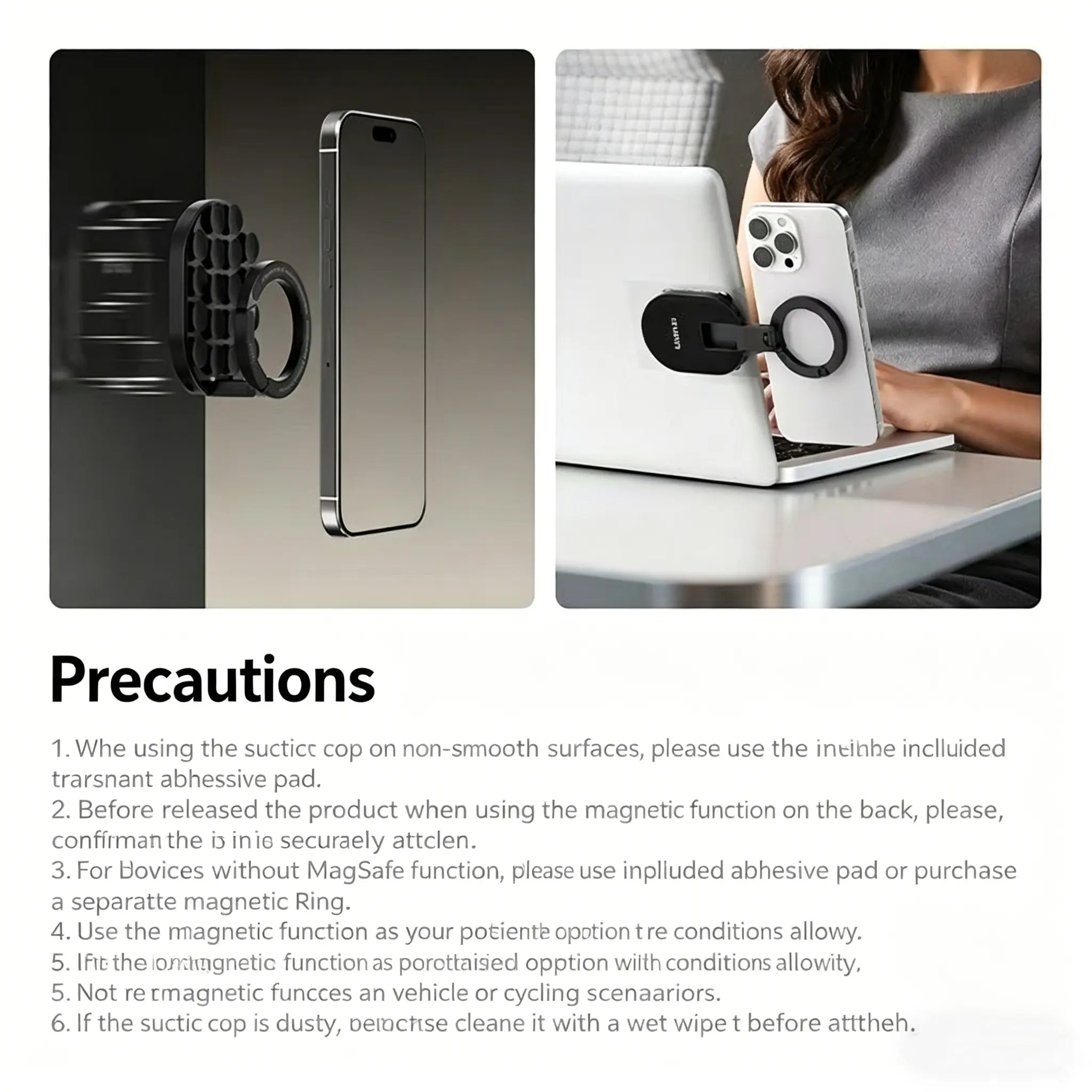 QY76 Magnetic Phone Mount with Suction Cup Desktop Stand for iPhone 17/16/15/14, Suitable for Wall and Glass Surfaces