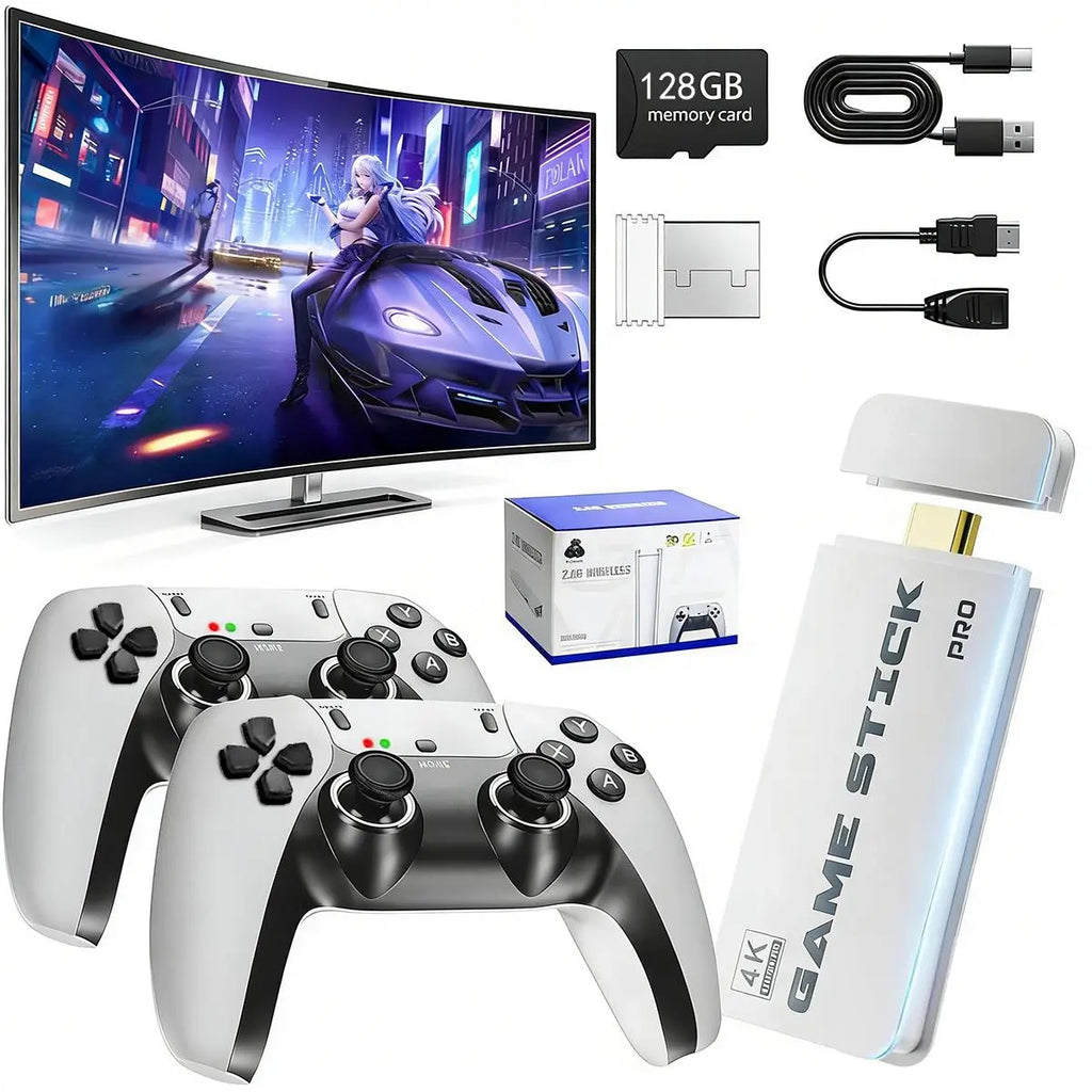 Unleash the Fun with the 4K Retro Gaming Console Pro - 128GB of Classic Games & 2 Wireless Controllers!