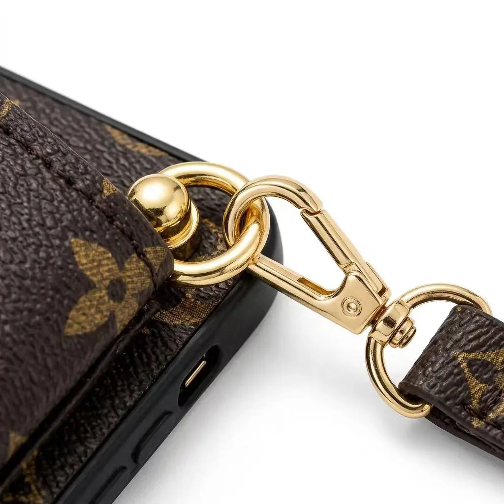 Chic Luxury Phone Wallet Case for iPhone 17 Pro Max - Stylish Brown Bear Keychain & Convenient Shoulder Strap for Fashion-Forward Women