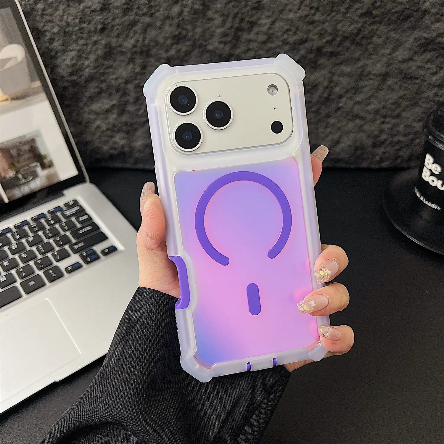 HOTSIAD Iridescent Laser Fluorescent Phone Case - MagSafe Compatible, Shockproof, Anti-Slip, and Scratch-Resistant Drop Protection for iPhone 17, 16 Pro Max, 15, 14, 13 Pro Max