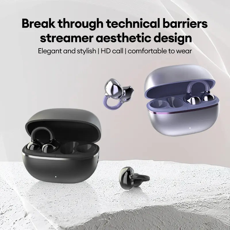 PAXA C7 Wireless Earphones with Clip-On Design, Enhanced Panoramic Sound, Comfortable Fit, and IPX5 Waterproof Rating for Work and Fitness
