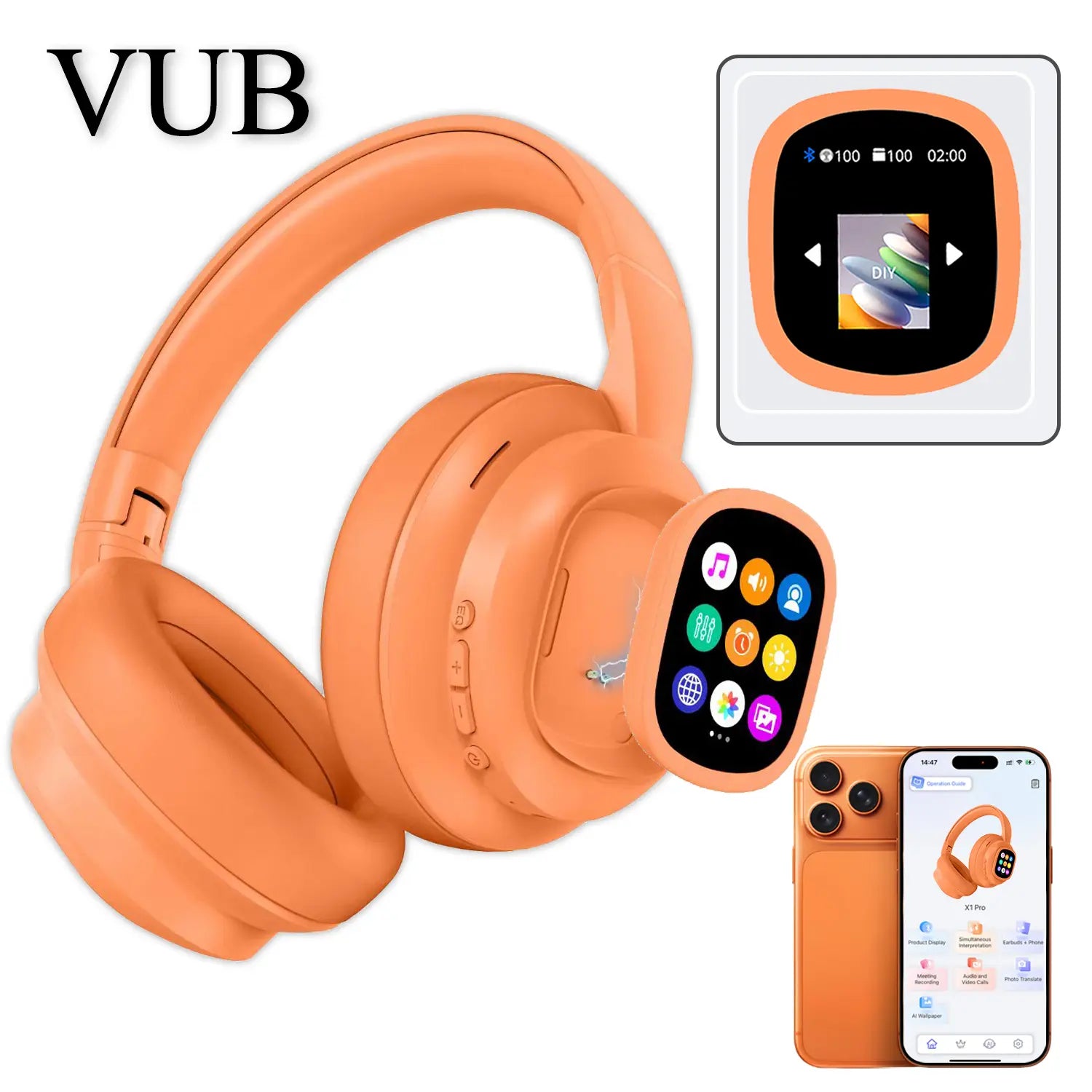 Unleash Your Sound: Wireless Bluetooth Over-Ear Headphones with 100-Hour Battery Life, Touchscreen Control, and Enhanced Bass